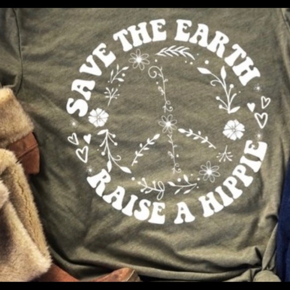 Save the Earth- Raise a Hippie Ladies Tee Shirt - Picture 2 of 3